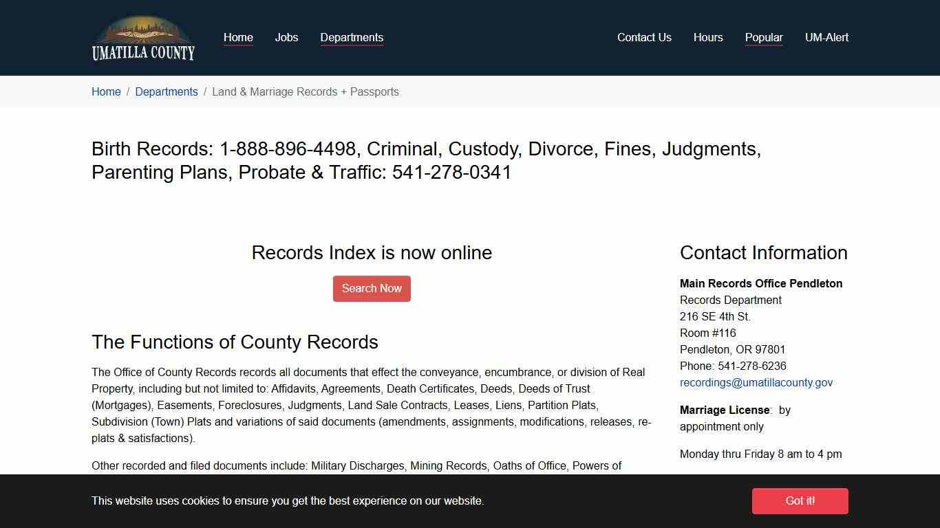 Land & Marriage Records + Passports - Umatilla County