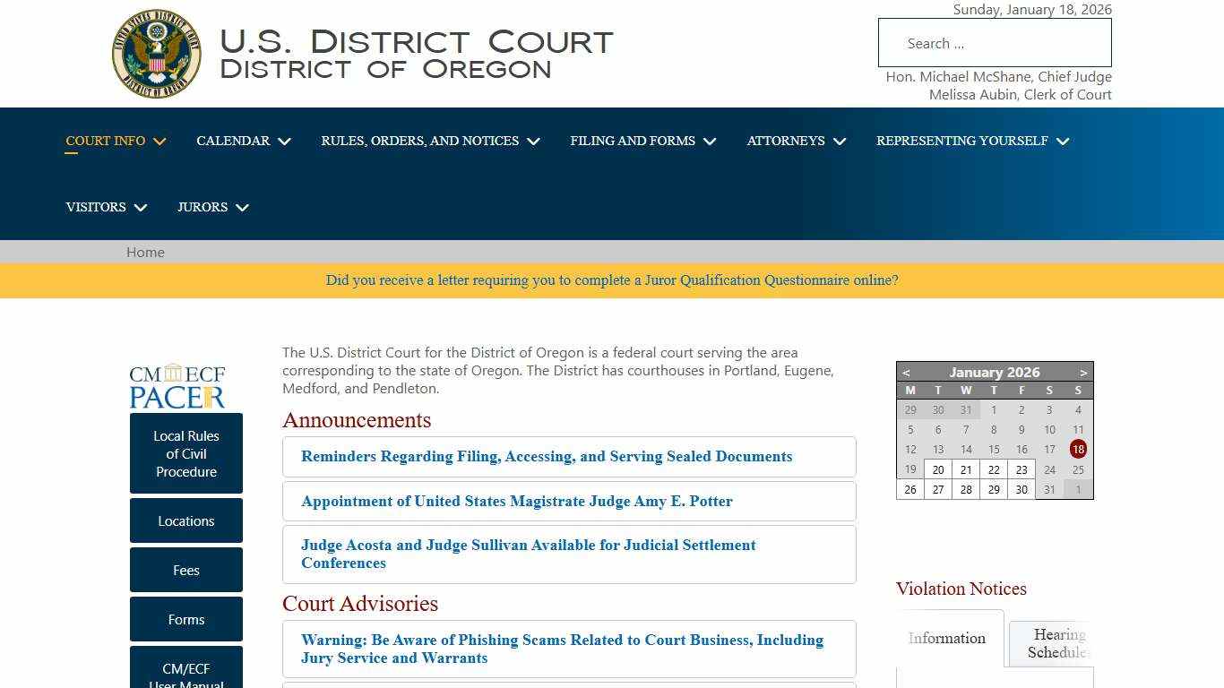 Oregon U.S. District Court